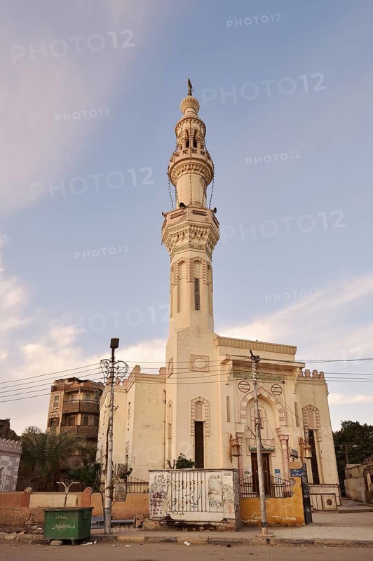 Mosque with minaret at sunrise, Esna, Egypt