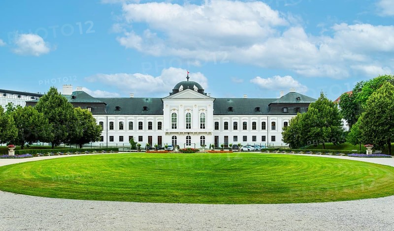 North side with baroque garden of Grassalkovich Palace, Presidential Palace, seat of the President of the Slovak Republic, Bratislava, Slovakia