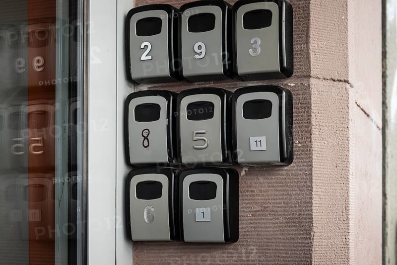 Key boxes for flat flats in the city centre of Bratislava, Slovakia