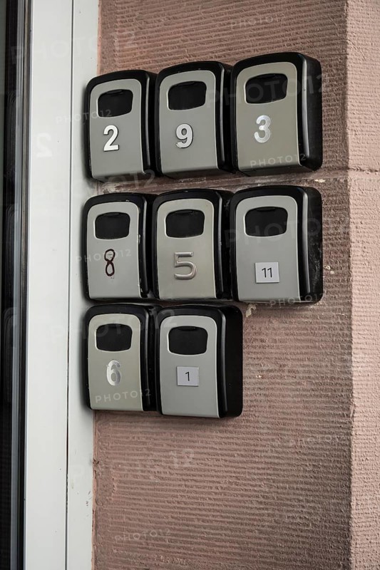 Key boxes for flat flats in the city centre of Bratislava, Slovakia