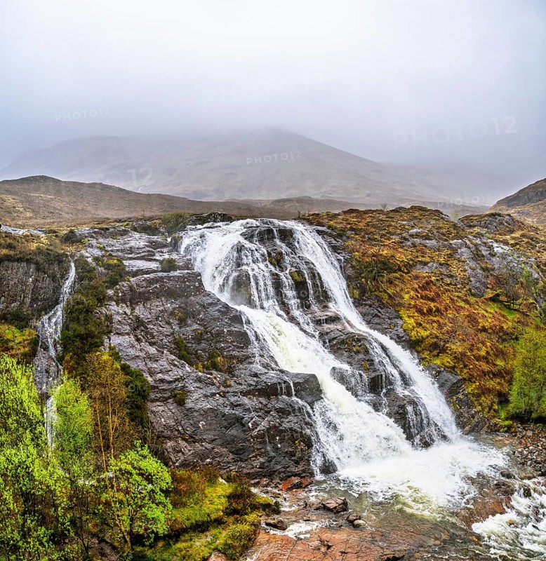 Glencoe Waterfall, Glencoe Valley, Argyll, Scotland, United Kingdom