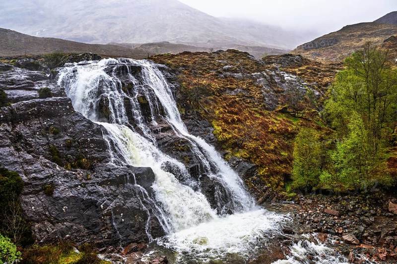 Glencoe Waterfall, Glencoe Valley, Argyll, Scotland, United Kingdom