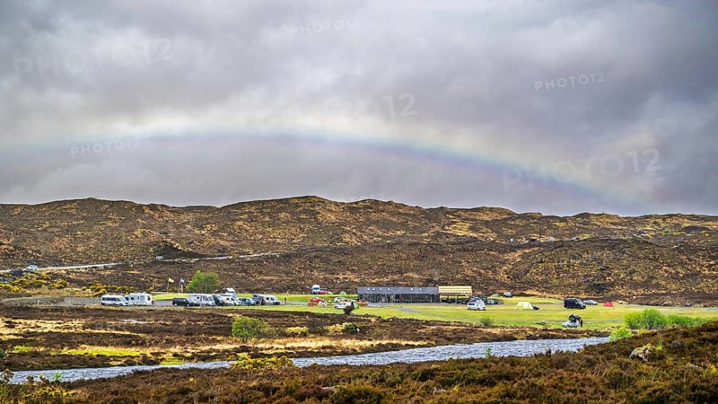 Rainbow over Sligachan Old Bridge, Isle of Skye, Scotland, UK