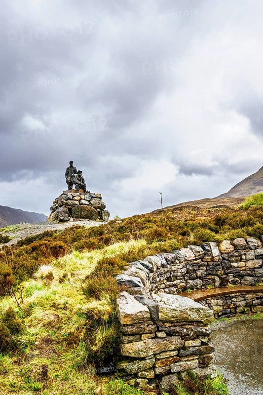 Collie and MacKenzie Statue, Sligachan Old Bridge, Isle of Skye, Scotland, UK