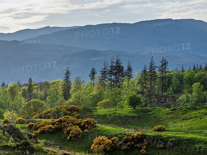 Mountains in Lake District National Park over Coniston Water, Cumbria, England, United Kingdom
