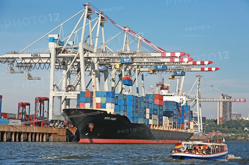 Tollerort, container terminal, container ship, Kota Kado, harbour, Hamburg, Germany