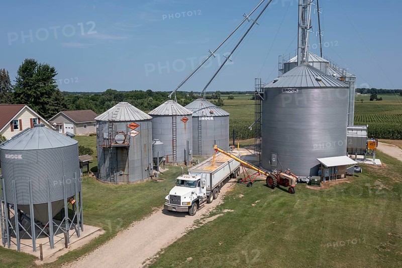 Martin, Michigan - Corn is loaded onto a truck from grain storage bins in west Michigan