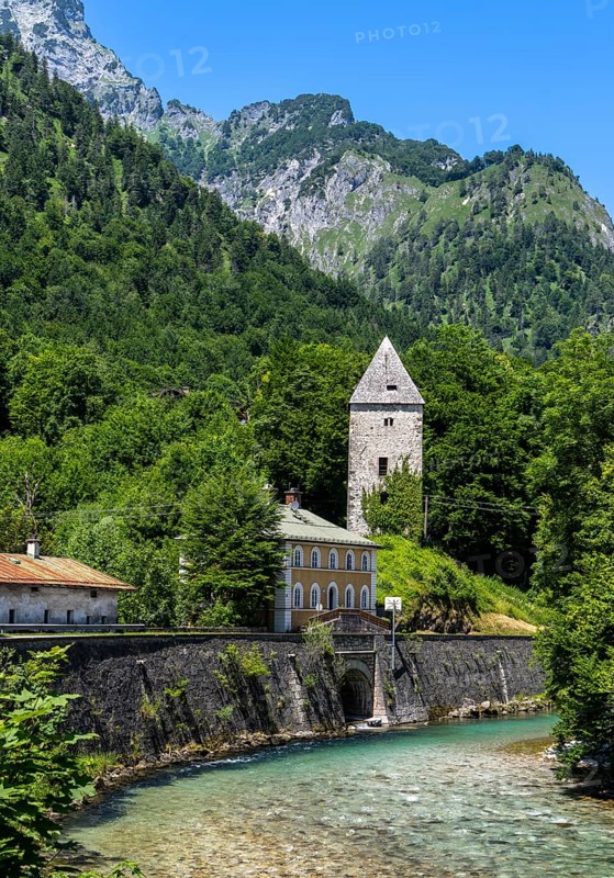 The Berchtesgadener Ache in Marktschellenberg, Bavaria, Germany