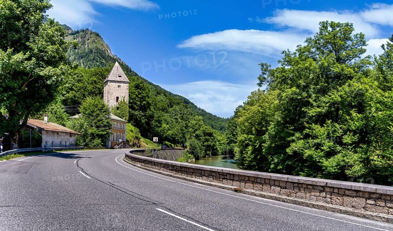 The Berchtesgadener Ache in Marktschellenberg, Bavaria, Germany