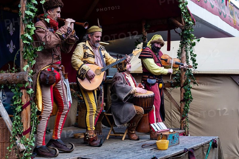 Music group, historical clothing, medieval market, city of Esslingen, district of Esslingen, Baden-WÃ¼rttemberg, Germany