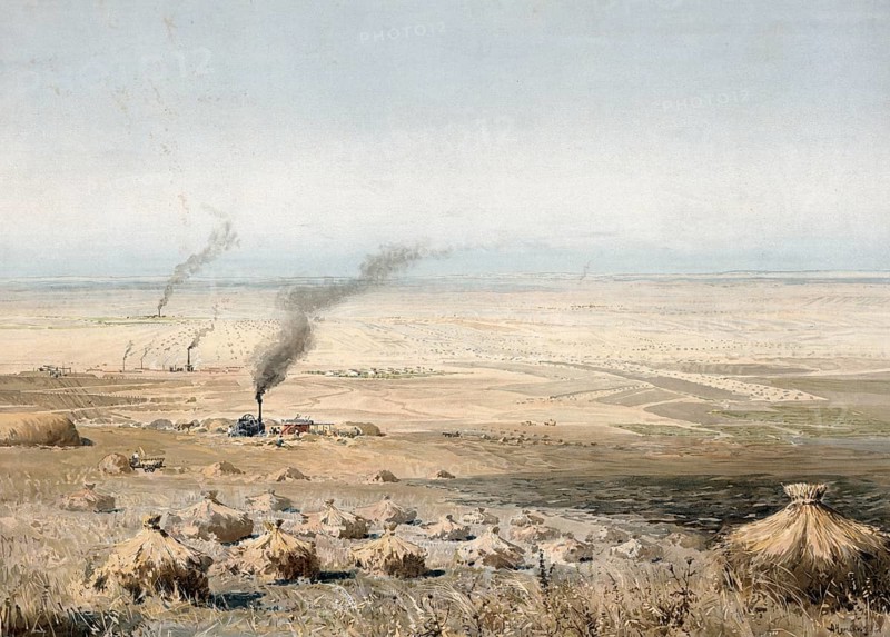 Steppe country in Russia, Siberia, authentic reproduction of a school mural, historical, around 1900
