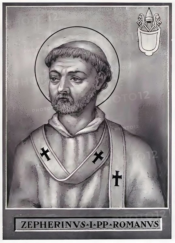 Zephyrinus (died 20 December 217 in Rome) became Bishop of Rome shortly in front of the turn of the 3rd century and held office until his death, Historical, authentic, digitally restored reproduction from a 19th century original, Record date not stated