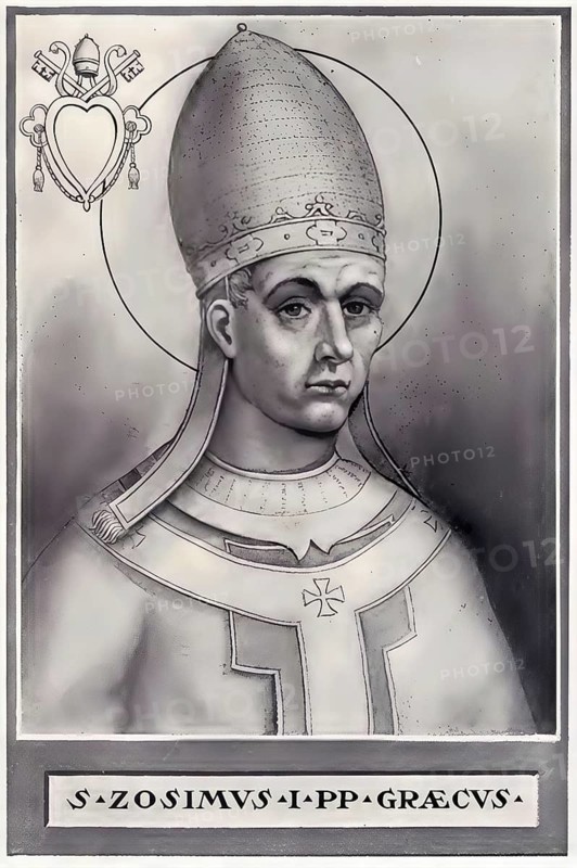 Zosimus (born in the 4th century, died 26 December 418) was pope from 417 until his death, Historical, authentic, digitally restored reproduction from a 19th century original, Record date not stated