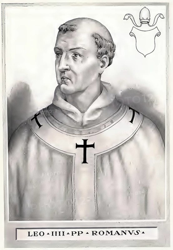 Leo IV (born around 790, died 17 July 855 in Rome) was pope from 10 April 847 until his death, Historical, authentic, digitally restored reproduction from a 19th century original, Record date not stated
