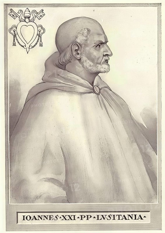 John XXI (originally Petrus Juliani, Petrus Hispanus, Pedro JuliÃ£o or Peter Rebuli-Giuliani, born around 1205 in Lisbon, died 20 May 1277 in Viterbo) was a Portuguese physician, author of medical writings, deacon and archdeacon. He was Pope of the Roman Catholic Church from 15 September of the Year of the Four Popes 1276 until his death on 20 May 1277, Historical, authentic, digitally restored reproduction from a 19th century original, Record date not stated