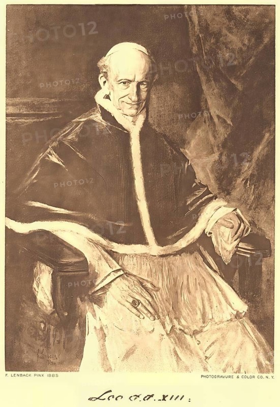 Leo XIII (born 2 March 1810 in Carpineto Romano as Vincenzo Gioacchino Pecci, died 20 July 1903 in Rome) was the 256th Pope of the Roman Catholic Church from 1878 to 1903, Historical, authentic, digitally restored reproduction from a 19th century original, Record date not stated