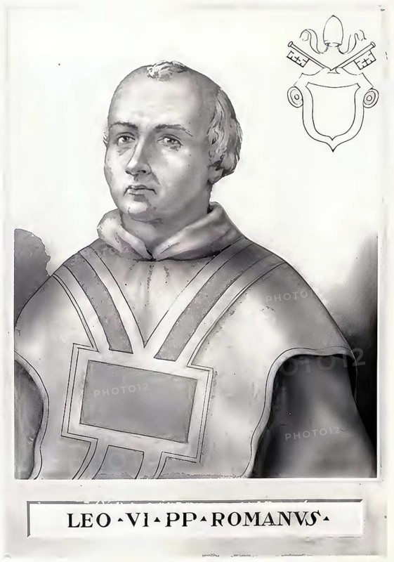 Leo VI (born in Rome, died in 928 or 929) was pope for seven months and a few days in 928. The exact dates of his election and death are unknown. As his term of office fell in the second half of the year, he may have died at the end of 928 or the beginning of 929, Historical, authentic, digitally restored reproduction from a 19th century original, Record date not stated