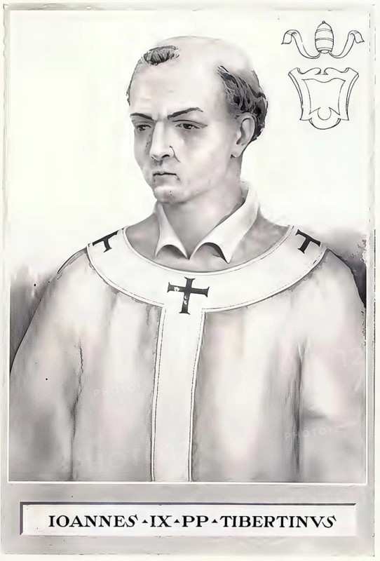 John IX (born in Tivoli, died 900) was pope from 898 to 900, Historical, authentic, digitally restored reproduction from a 19th century original, Record date not stated