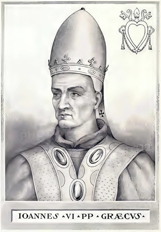 John VI (died 11 January 705 in Rome) was Greek and Pope from 701 to 705, Historical, authentic, digitally restored reproduction from a 19th century original, Record date not stated