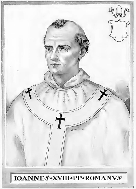 John XVI (born in Rossano, died 26 August 1001 in Rome), with the secular name John Philagathos (Middle Greek ??????? F????a???), was antipope to Pope Gregory V from 997-998, Historical, authentic, digitally restored reproduction from a 19th century original, Record date not stated