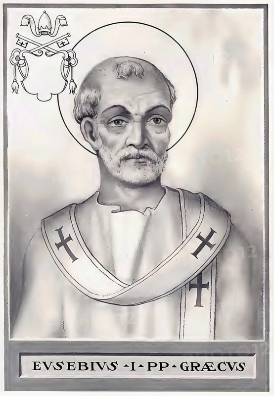 Eusebius (the God-fearing, died in Sicily) was bishop of Rome for a few months in 309 or 310 and died in exile in the same year, Historical, authentic, digitally restored reproduction from a 19th century original, Record date not stated