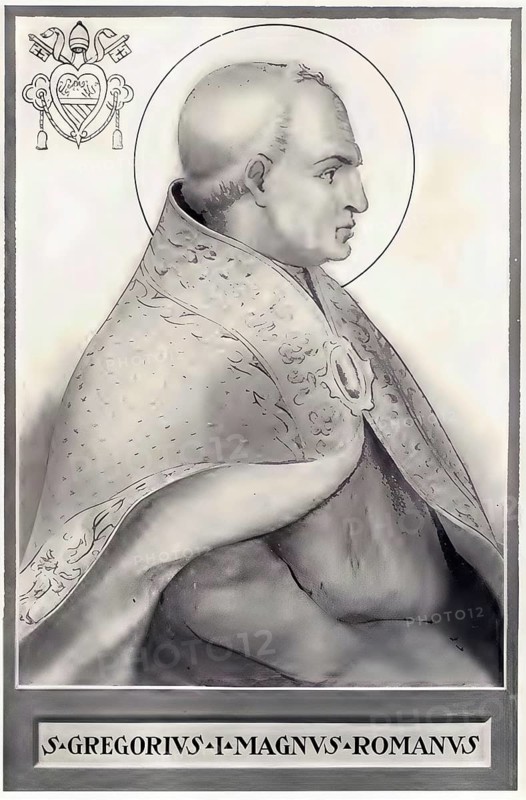 Gregory the Great (Gregorius, as Pope Gregory I, born around 540 in Rome, died there on 12 March 604) was pope from 590 to 604. He is considered one of the most important popes and is the youngest of the four great Latin Church Fathers of late antiquity. He was canonised in 1295, Historical, authentic, digitally restored reproduction from a 19th century original, Record date not stated