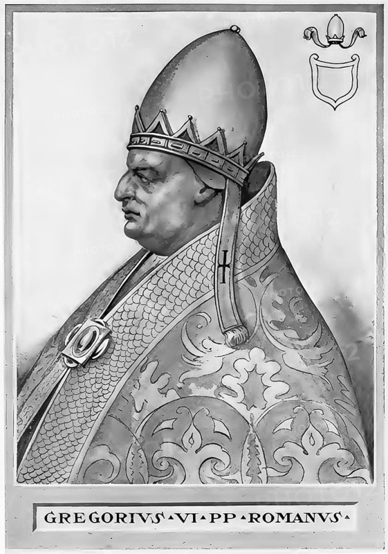 Gregory VI (born Johannes Gratianus Pierleoni, died probably November 1047 in Cologne) was Pope from 1045 to 1046, Historical, authentic, digitally restored reproduction from a 19th century original, Record date not stated