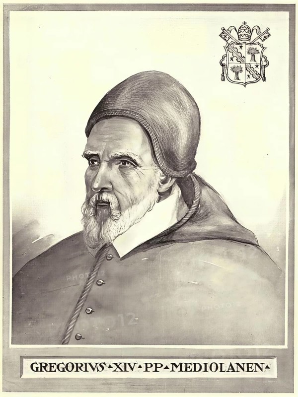 Gregory XIV (born 11 February 1535 in Somma Lombardo, died 16 October 1591 in Rome), real name NiccolÃ² Sfondrati, was Pope of the Catholic Church from 1590 to 1591, Historical, authentic, digitally restored reproduction from a 19th century original, Record date not stated