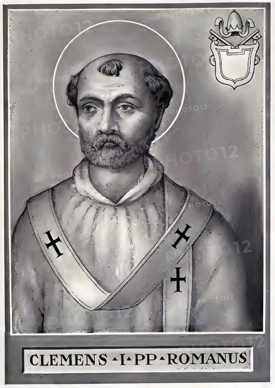 Clement I, also known as Clemens Romanus or Clement of Rome (born around 50 in Rome, died 97 (or 101) in Rome or Crimea), is counted among the Apostolic Fathers. As Bishop of Rome, he was the second or third successor of the Apostle Peter, Historical, authentic, digitally restored reproduction from a 19th century original, Record date not stated