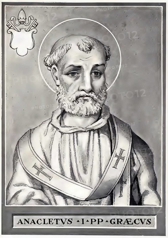 Anaclet, also Anencletos, Anencletus, Anacletus, is considered the second successor of Simon Peter in the leadership of the Christian community of Rome, which he is said to have held for a period of several years between 76 and 95, historical, authentic, digitally restored reproduction of a model from the 19th century, record date not stated