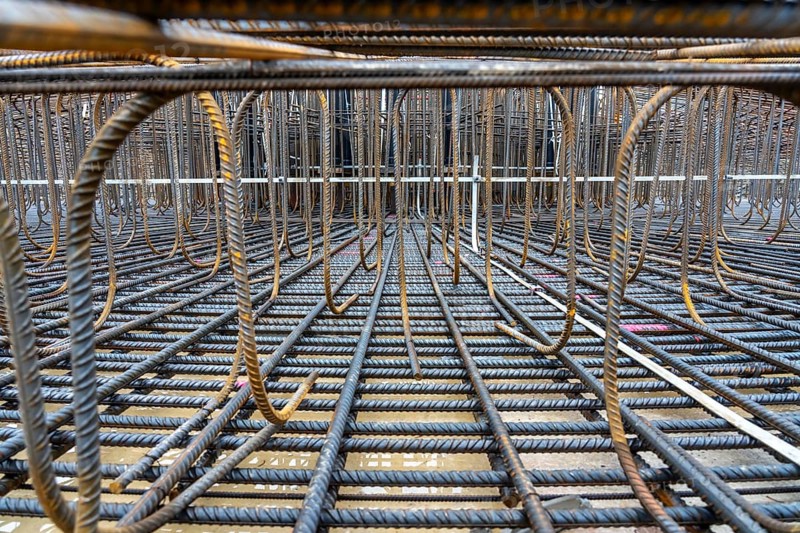 Reinforcing steel mesh for the reinforced concrete foundation of a wind turbine, a mesh of rebar steel and reinforcing mesh, over 100 tons of reinforcing steel were used, the wind turbine will have a hub height of 160 meters, part of a new wind farm in Sauerland, near Balve, North Rhine-Westphalia, Germany