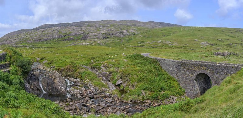Stone bridge and small waterfall, Adrigole, County Cork, Ireland