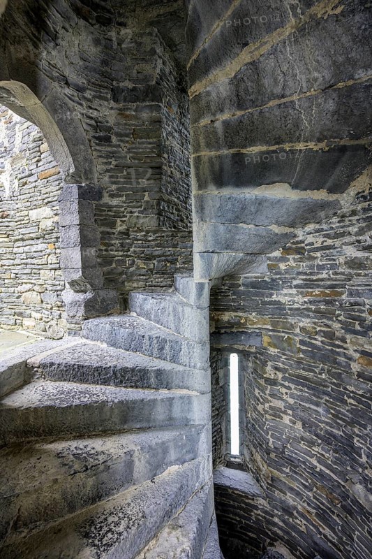 Spiral staircase at Carrigafoyle Castle, Carrig, Kerry, Ireland