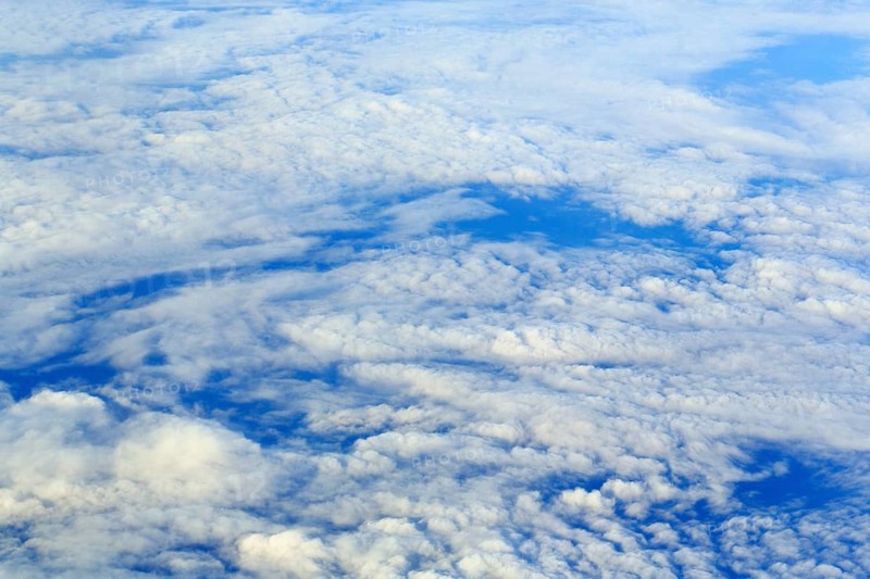 View of cloud cover, Cumulus, Norwegian European Sea, Atlantic, Iceland