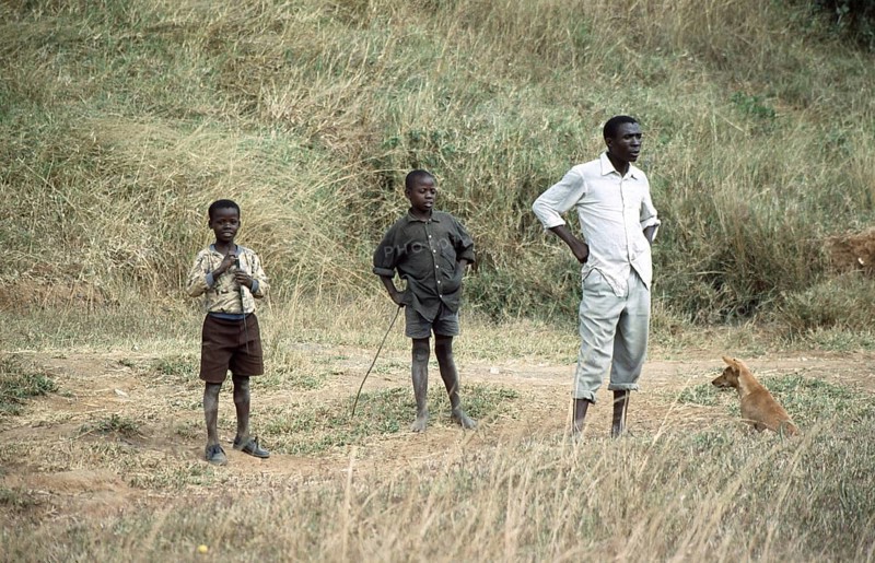 Germanypeople, children, boys, man, dog, Bwangu Mzimba, Malawi, Africa, June 2000, vintage, retro, old, historical