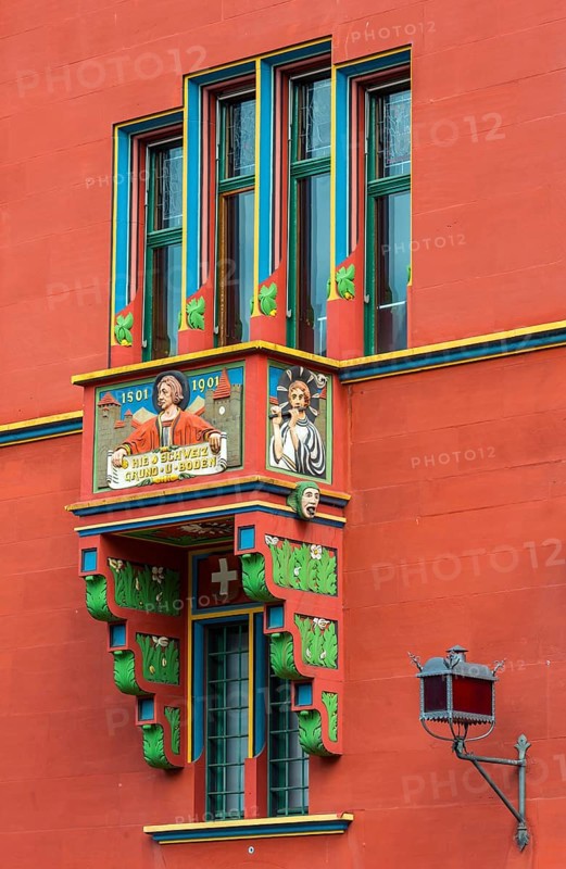 Exterior view with balcony of Red Town Hall, Market Square, Basel