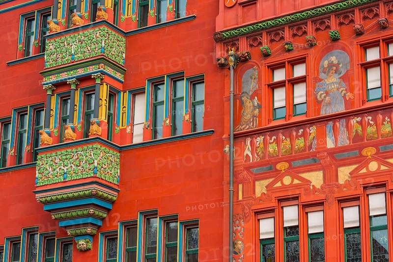 Exterior view of Red Town Hall, Market Square, Basel