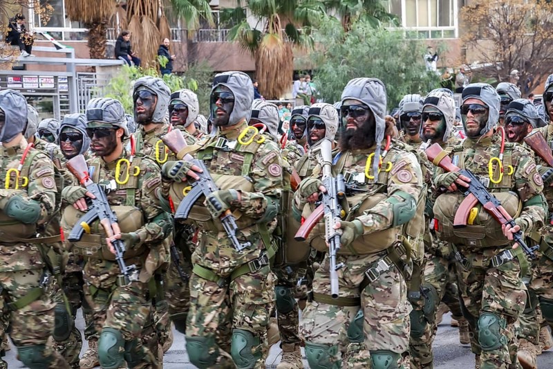 Damascus, Syria â€“ December 08, 2025: A military parade by Syrian army units marking the first anniversary of liberation and the change of Assad's regime, held in Umayyad Square in central Damascus, attended by thousands of people, Damascus, Damascus, Syria