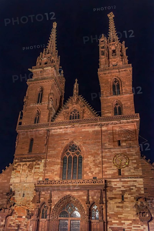 Basel Cathedral at night, Basel