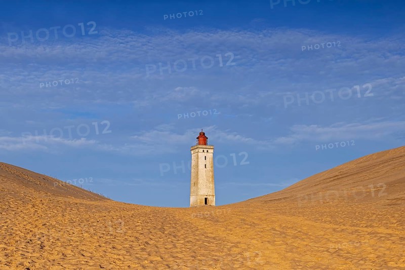 Rubjerg Knude Fyr, Rubjerg Knude lighthouse in the sand dunes on the top of LÃ¸nstrup Klint, HjÃ¸rring, North Jutland, Denmark