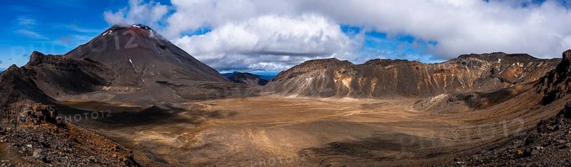 Mount Ngauruhoe, panorama, Tongariro alpine crossing, Tongariro National Park. North Island, New Zealand