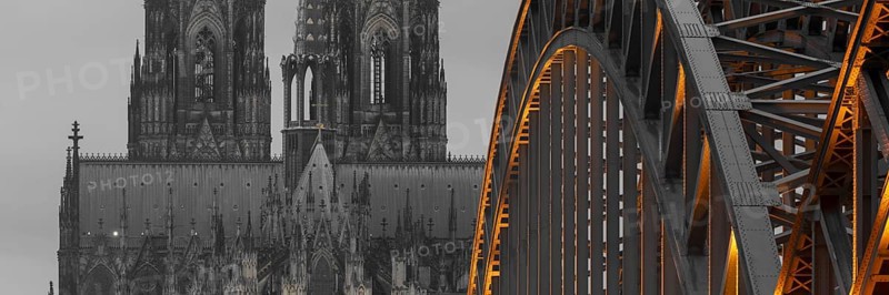 Abendstimmung am Kölner Dom, HohenzollernbrÃ¼cke, Cologne, North Rhine-Westphalia, Germany