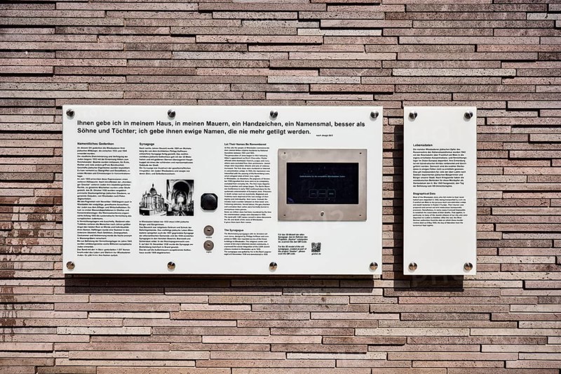 Memorial to the Murdered Wiesbaden Jews, memorial, historical event, memorial plaque, persecution of Jews, natural stone wall, sunny, CoulinstraÃŸe, Wiesbaden, state capital, district-free city, Hesse, Germany