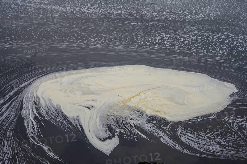 Foam structures on the river Erreef, Erreef, County Mayo, Ireland