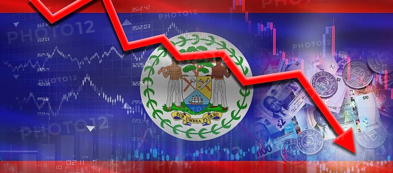 Belize Financial Crisis on Economic Graph. Financial Fall Belizean on Economy Market