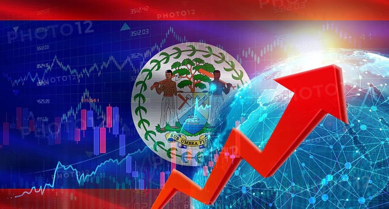 Global financial growth with Belizean flag. Financial growth with Belize flag on economic background