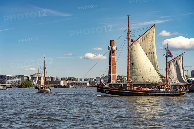 Landrath KÃ¼ster, oldest floating Finkenwerder Hochseekutter, arrival parade of ships and sailboats at Hamburg Harbour Birthday 2025 in the Free Hanseatic City of Hamburg, Germany