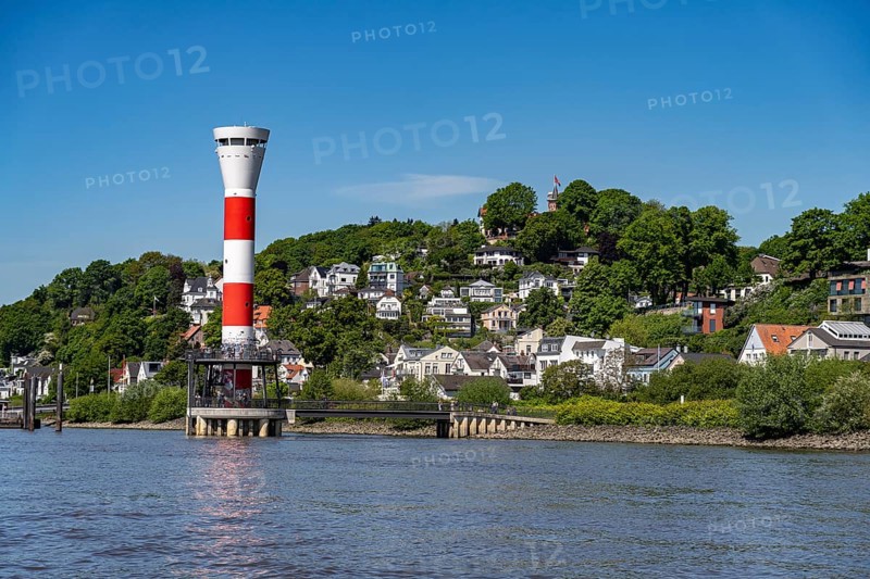 The Blankenese lighthouse on the Elbe in Hamburg, Germany