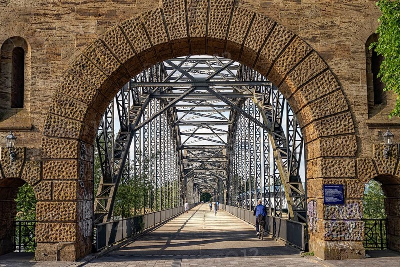 Bikes on the Old Harburg Elbe Bridge in Harburg, Hamburg, Germany