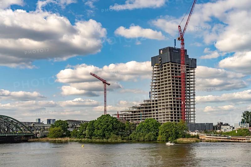 Construction site of the Elbtower on the Norderelbe in Hamburg, Germany